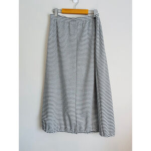 Bryn Walker Womens XS Gray & White Striped Midi Skirt Lagenlook Classic Resort